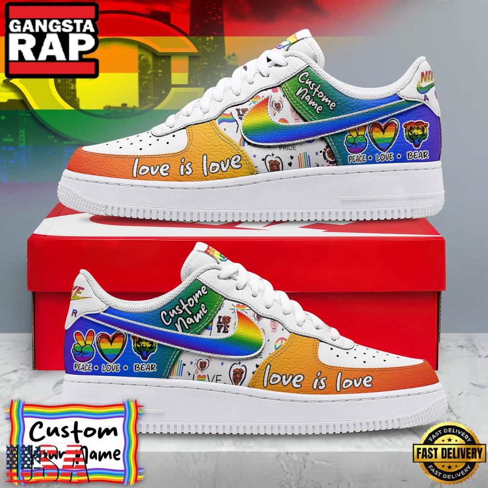 Custom Name Chicago Bears NFL Unique Colors Nike Air Force 1 Sneakers Shoes