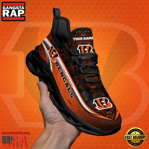 NFL Custom Name Cincinnati Bengals Team Logo New Design Max Soul Shoes Running Sneakers