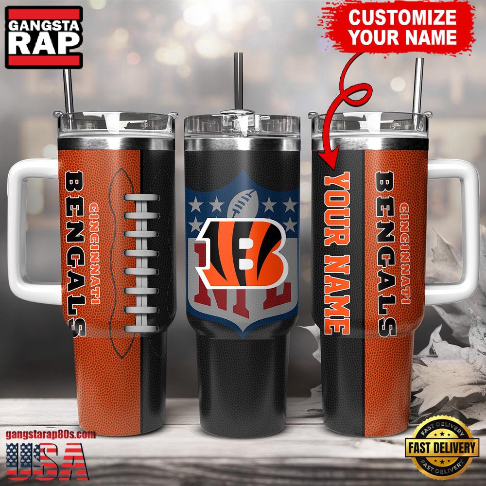 NFL Custom Name Cincinnati Bengals Football Logo Tumbler 40oz With Handle