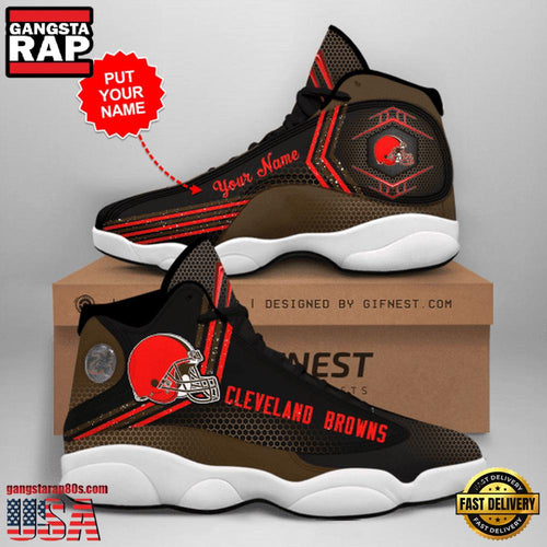 NFL Custom Name Cleveland Browns New Design Air Jordan 13 Running Sneakers For Men Women