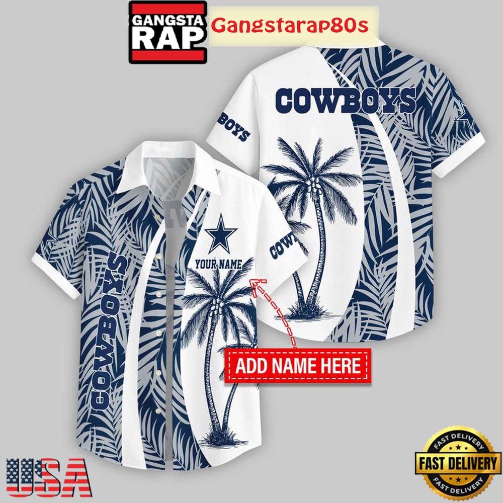 Custom Name Dallas Cowboys Coconut Pattern Aloha Hawaiian Shirt
