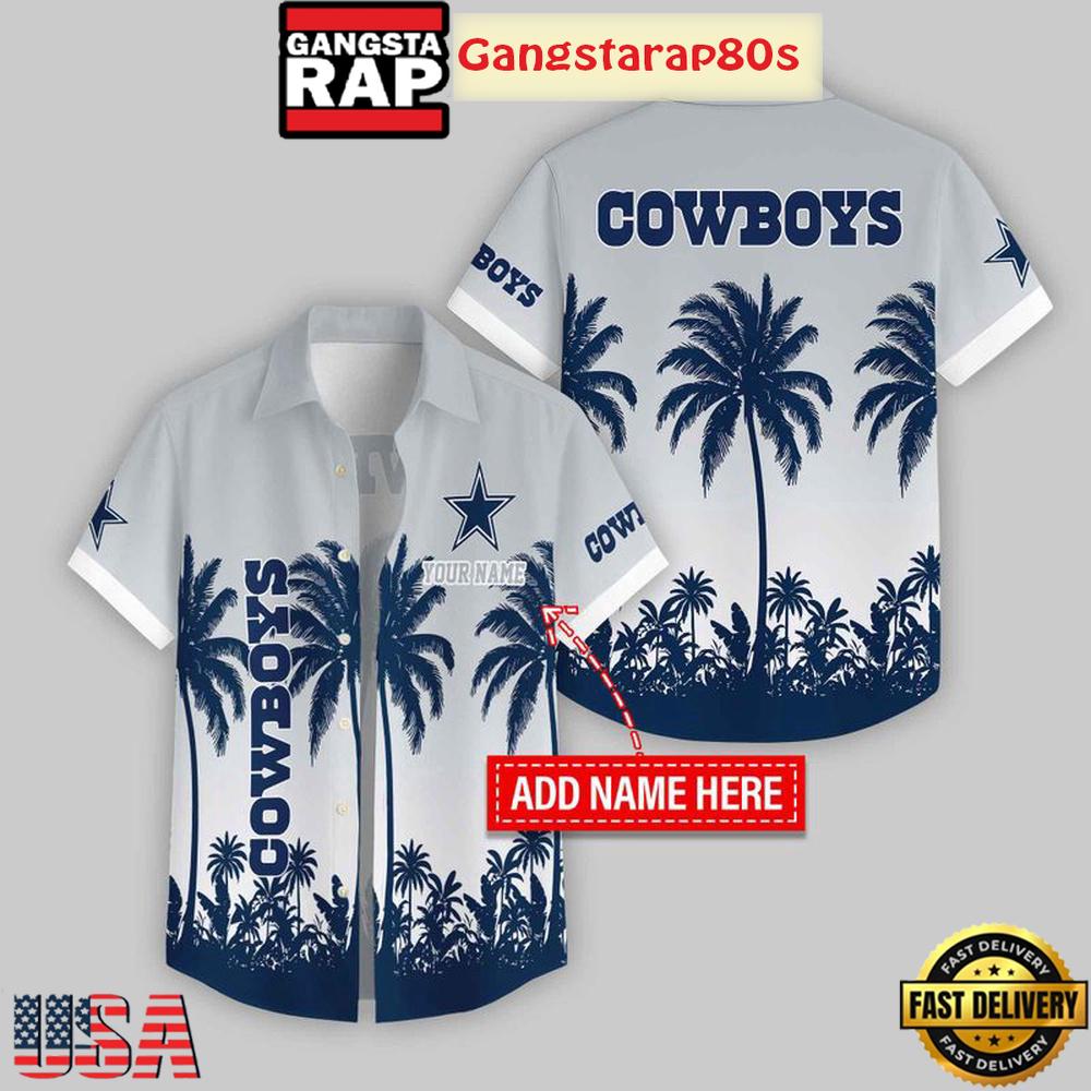 Custom Name Dallas Cowboys Flowers Aloha Hawaiian Shirt