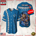 NFL Custom Name Detroit Lions Mascot Baseball Jersey Shirt