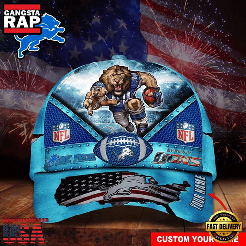 NFL Custom Name Detroit Lions Super Bowl LIX 2025 Baseball Cap