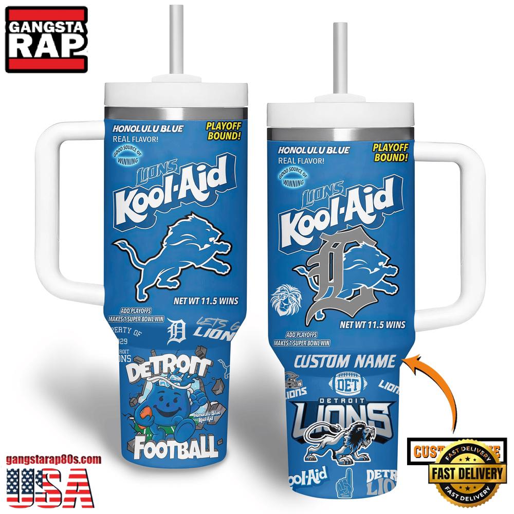 NFL Custom Name Detroit Lions Tumbler 40oz With Handle
