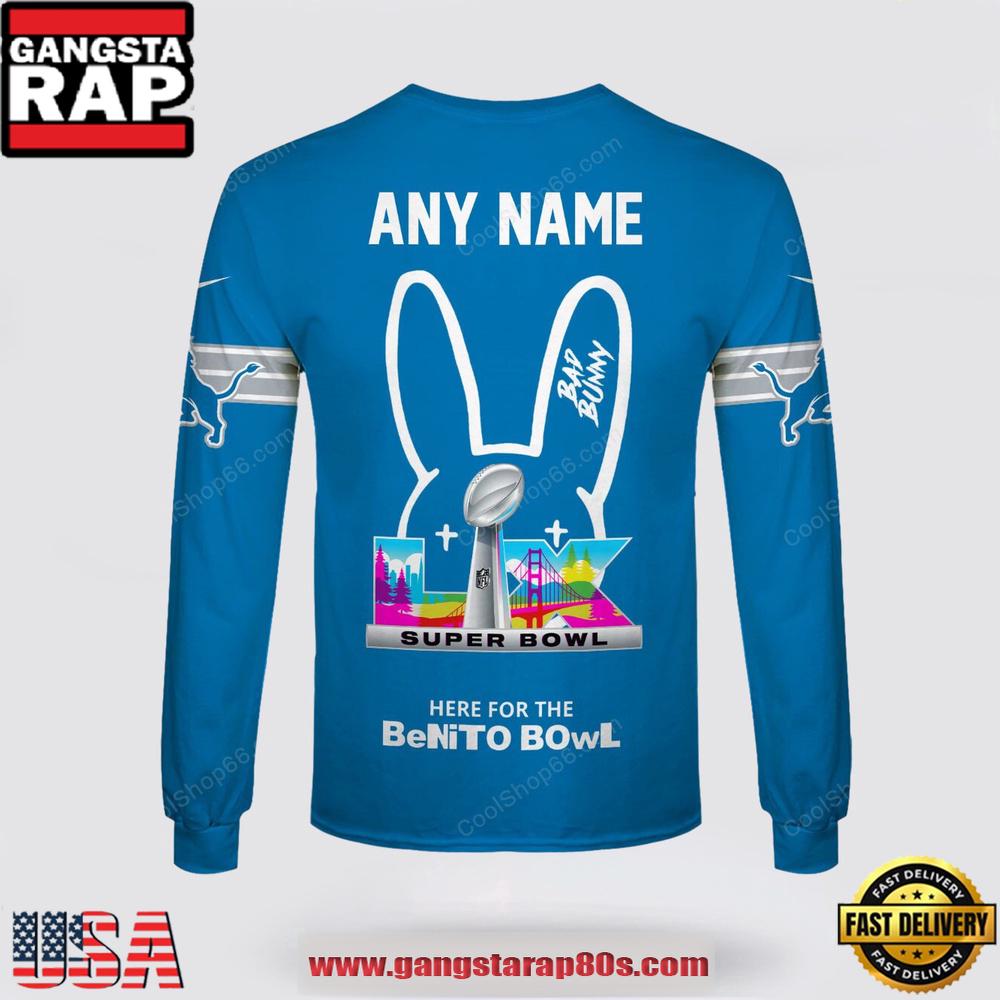 NFL Detroit Lions x Bad Bunny Super Bowl 2026 Special Edition Custom Sweatshirt