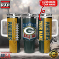 NFL Custom Name Green Bay Packers Football Logo Tumbler 40oz With Handle