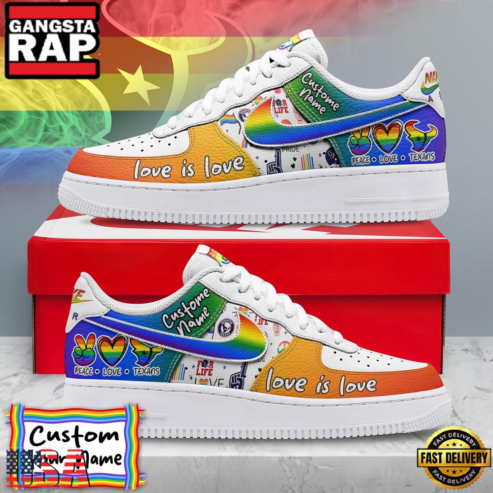 Custom Name Houston Texans NFL Unique Colors Nike Air Force 1 Sneakers Shoes