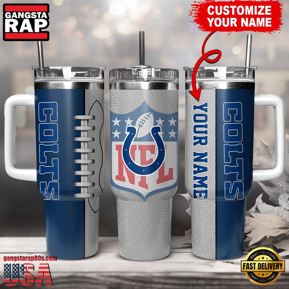 NFL Custom Name Indianapolis Colts Football Logo Tumbler 40oz With Handle