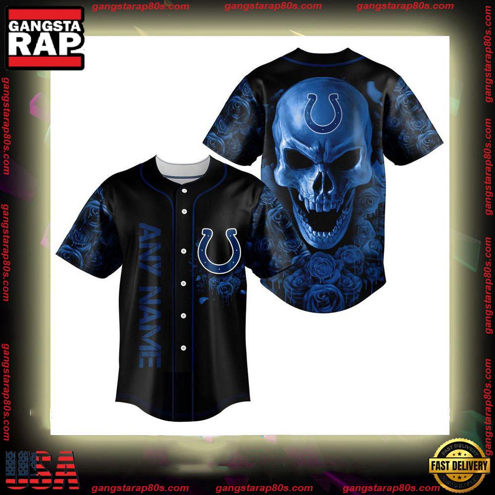 NFL Custom Name Indianapolis Colts Football Skull Baseball Jersey Shirt