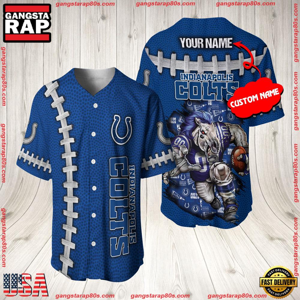 NFL Custom Name Indianapolis Colts Mascot Baseball Jersey Shirt