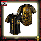 NFL Custom Name Jacksonville Jaguars Football Skull Baseball Jersey Shirt