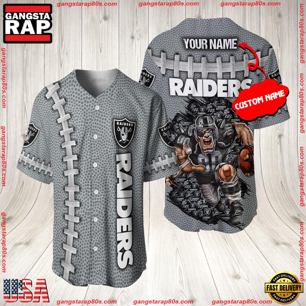 NFL Custom Name Las Vegas Raiders Mascot Baseball Jersey Shirt