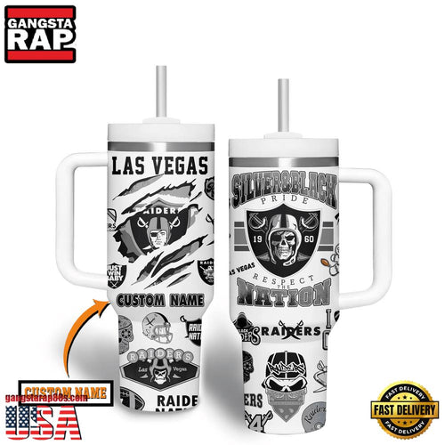 NFL Custom Name Las Vegas Raiders Tumbler 40oz With Handle