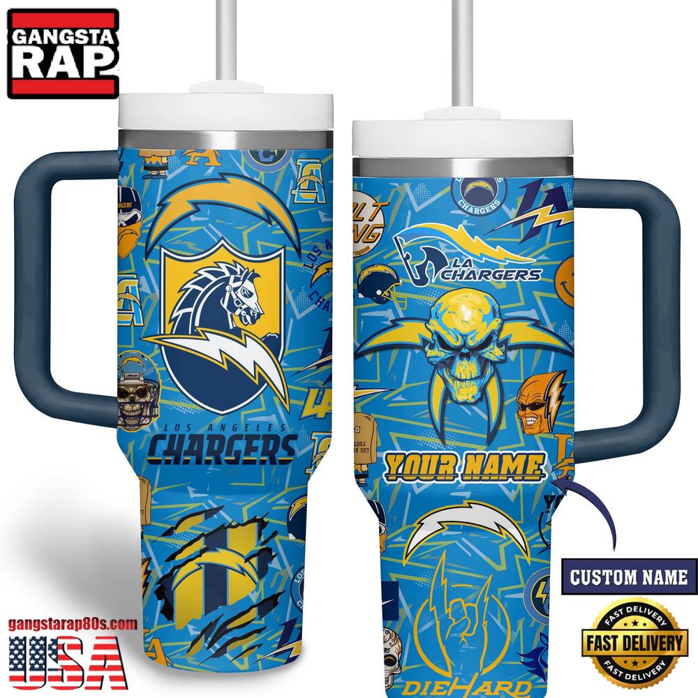 NFL Custom Name Los Angeles Chargers Tumbler 40oz With Handle