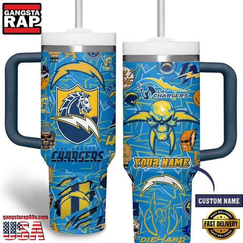NFL Custom Name Los Angeles Chargers Tumbler 40oz With Handle
