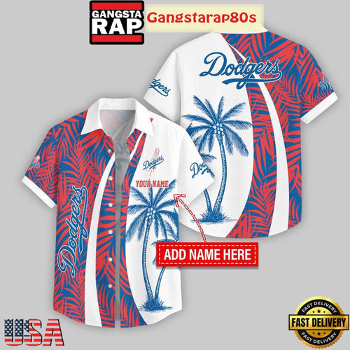 Custom Name Los Angeles Dodgers Coconut Pattern Aloha Hawaiian Shirt
