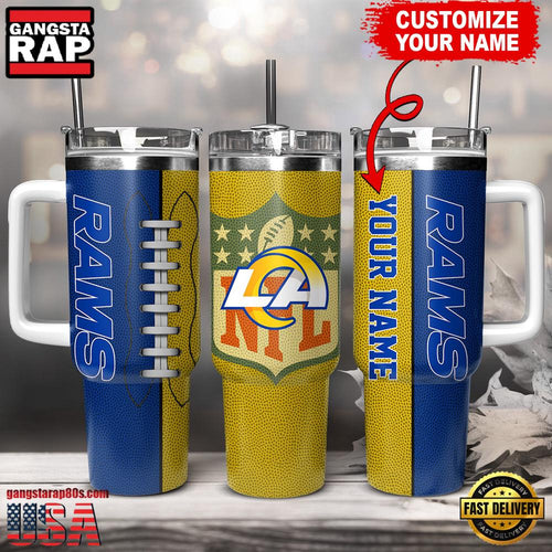 NFL Custom Name Los Angeles Rams Football Logo Tumbler 40oz With Handle