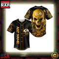 NFL Custom Name Los Angeles Rams Football Skull Baseball Jersey Shirt