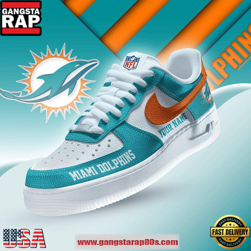 NFL Custom Name Miami Dolphins New 2026 Version Air Force 1 Shoes Running Sneakers