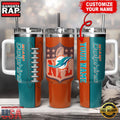 NFL Custom Name Miami Dolphins Football Logo Tumbler 40oz With Handle