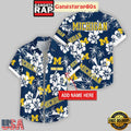 Custom Name Michigan Wolverines Hibicus Aloha Hawaiian Shirt