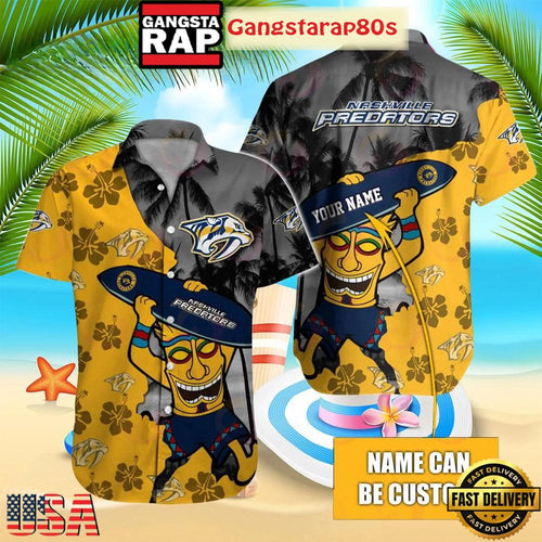 Custom Name Nashville Predators Tiki Summer Aloha Hawaiian Shirt