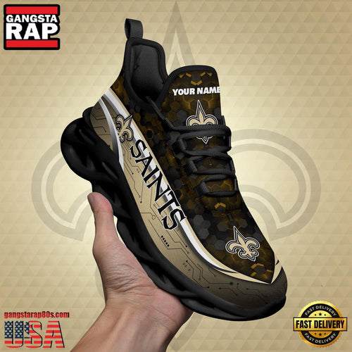 NFL Custom Name New Orleans Saints Team Logo New Design Max Soul Shoes Running Sneakers