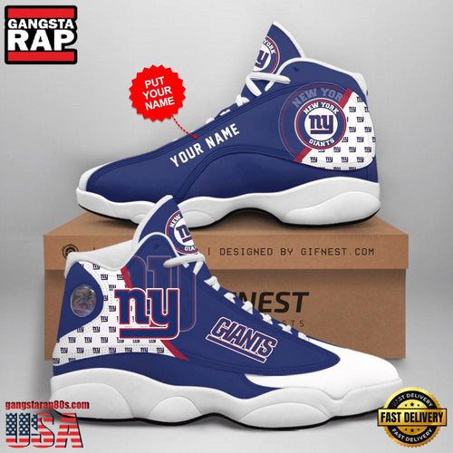 NFL Custom Name New York Giants New Design Air Jordan 13 Running Sneakers For Men Women