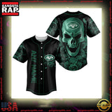 NFL Custom Name New York Jets Football Skull Baseball Jersey Shirt