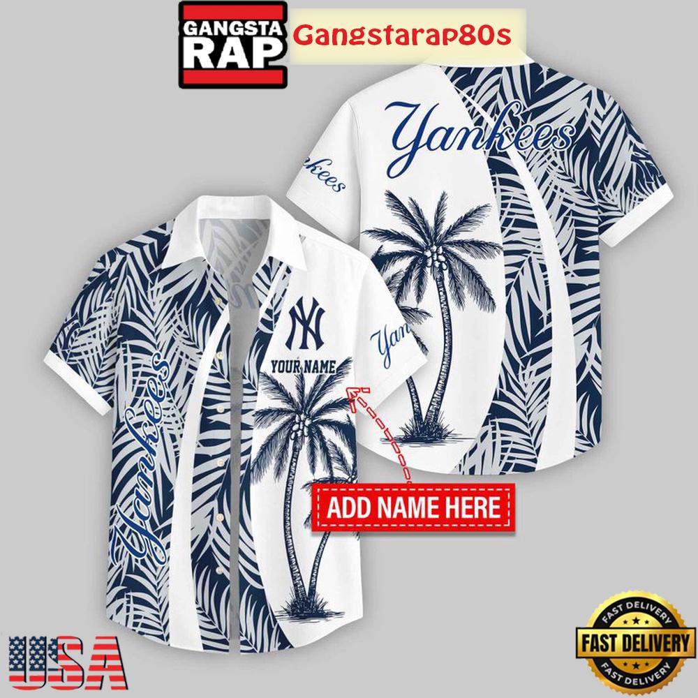Custom Name New York Yankees Coconut Pattern Aloha Hawaiian Shirt