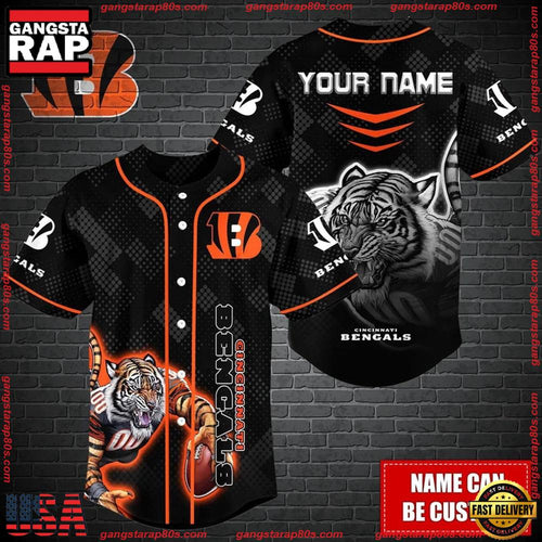NFL Custom Name Cincinnati Bengals Mascot Baseball Jersey