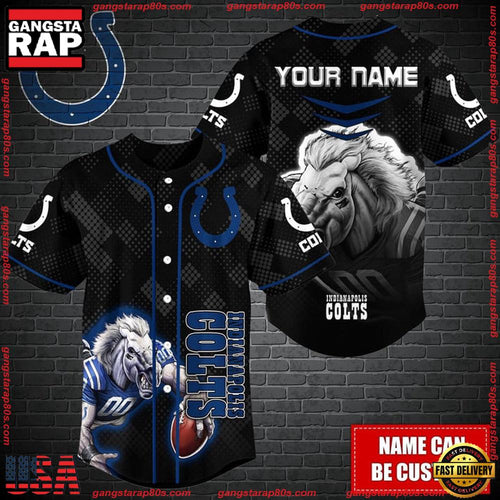 NFL Custom Name Indianapolis Colts Mascot Baseball Jersey