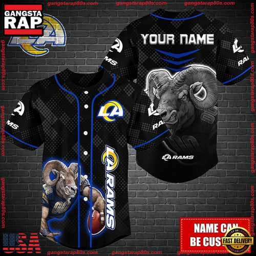 NFL Custom Name Los Angeles Rams Mascot Baseball Jersey