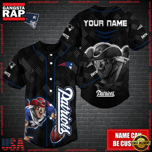 NFL Custom Name New England Patriots Mascot Baseball Jersey