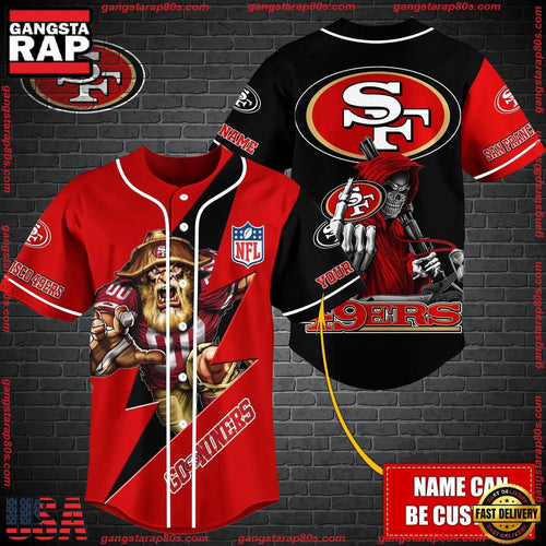 NFL Custom Name San Francisco 49ers Mascot And Skull New Design Baseball Jersey