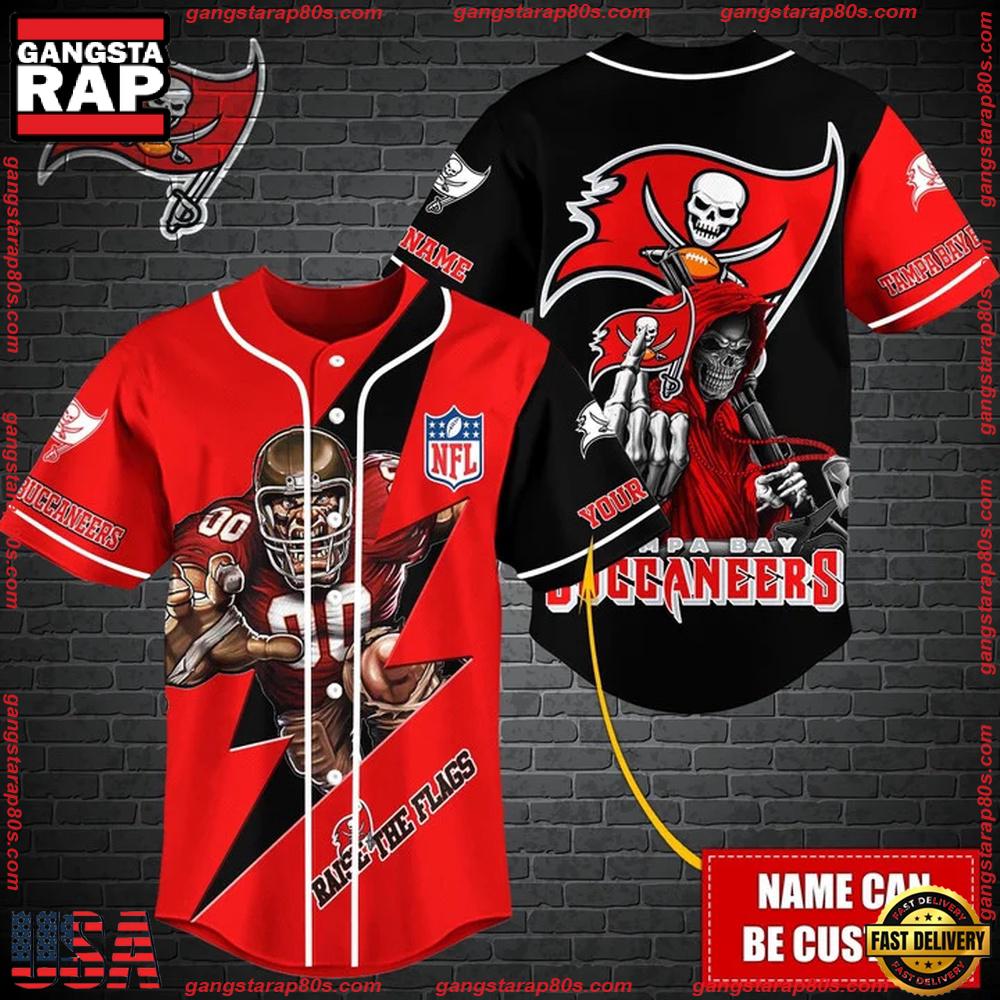 NFL Custom Name Tampa Bay Buccaneers Mascot And Skull New Design Baseball Jersey