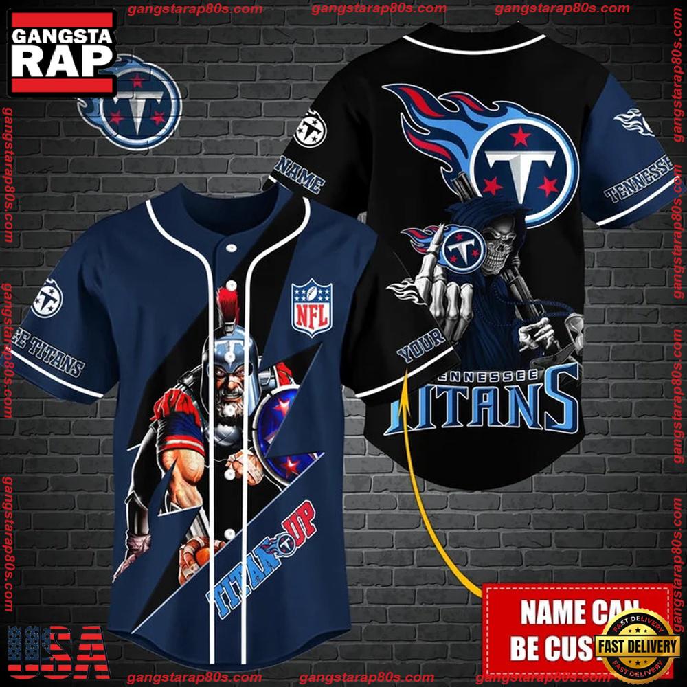 NFL Custom Name Tennessee Titans Mascot And Skull New Design Baseball Jersey
