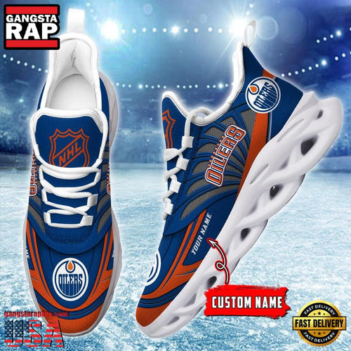 NHL Custom Name Edmonton Oilers Team Logo Design Max Soul Shoes Running Sneakers
