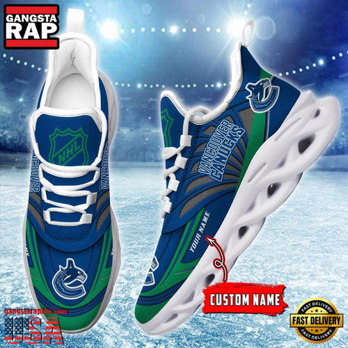 NHL Custom Name Vancouver Canucks Team Logo Design Max Soul Shoes Running Sneakers