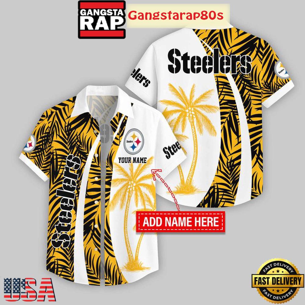 Custom Name Pittsburgh Steelers Coconut Pattern Aloha Hawaiian Shirt