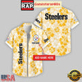 Custom Name Pittsburgh Steelers Flowers Pattern Aloha Hawaiian Shirt