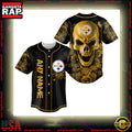 NFL Custom Name Pittsburgh Steelers Football Skull Baseball Jersey Shirt