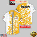 Custom Name Pittsburgh Steelers Rose Branch Pattern Aloha Hawaiian Shirt