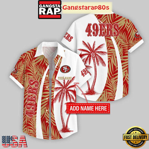 Custom Name San Francisco 49ers Coconut Pattern Aloha Hawaiian Shirt
