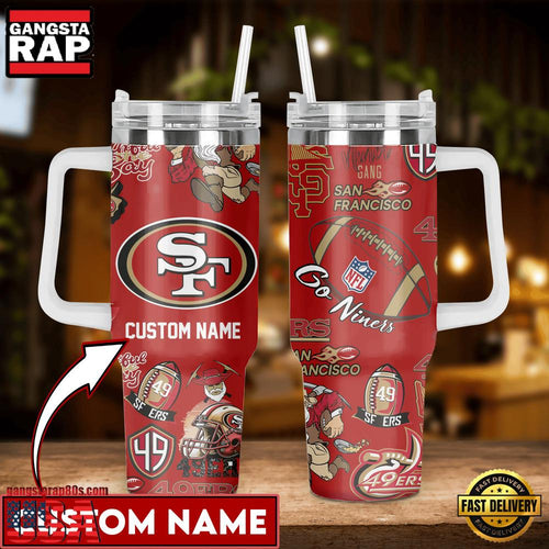 NFL Custom Name San Francisco 49ers Tumbler 40oz With Handle