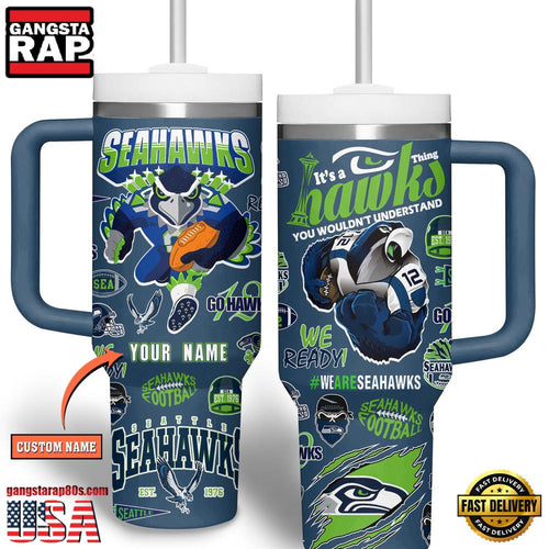 NFL Custom Name Seattle Seahawks Tumbler 40oz With Handle