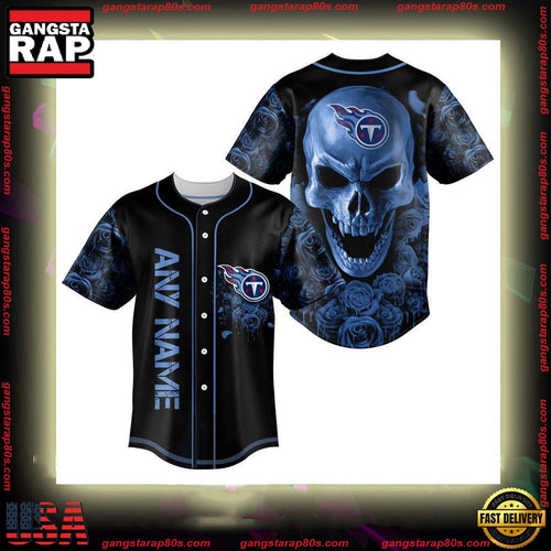 NFL Custom Name Tennessee Titans Football Skull Baseball Jersey Shirt