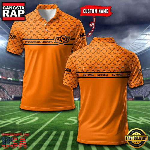 Custom Name NCAA Oklahoma State Cowboys Team Logo New Design Polo Shirt