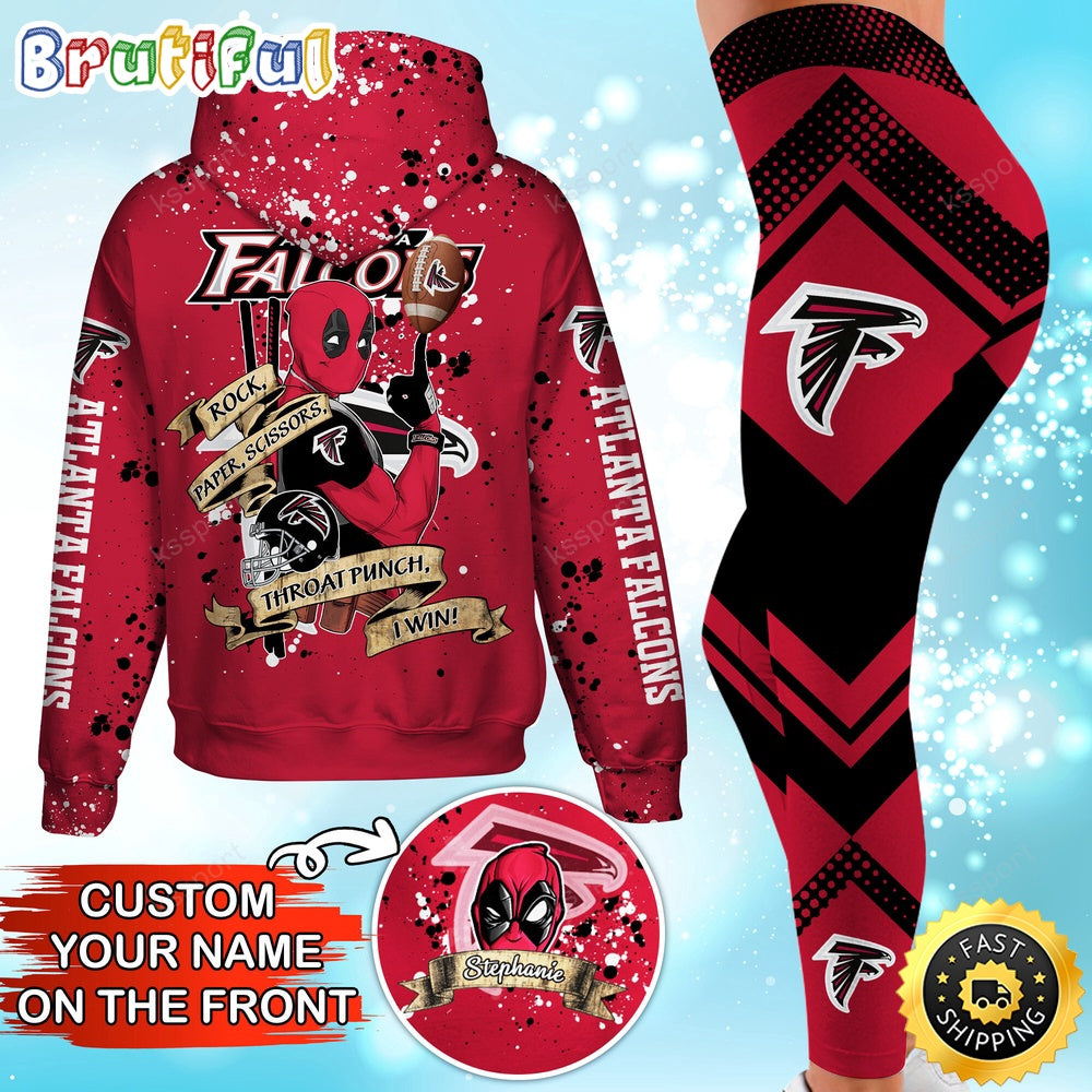 Custom NFL Atlanta Falcons Hoodie Leggings Rock Paper Scissors Throat Punch I Win Hoodie